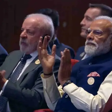 Prime Minister Narendra Modi with Brazil President Luiz Inácio Lula da Silva
